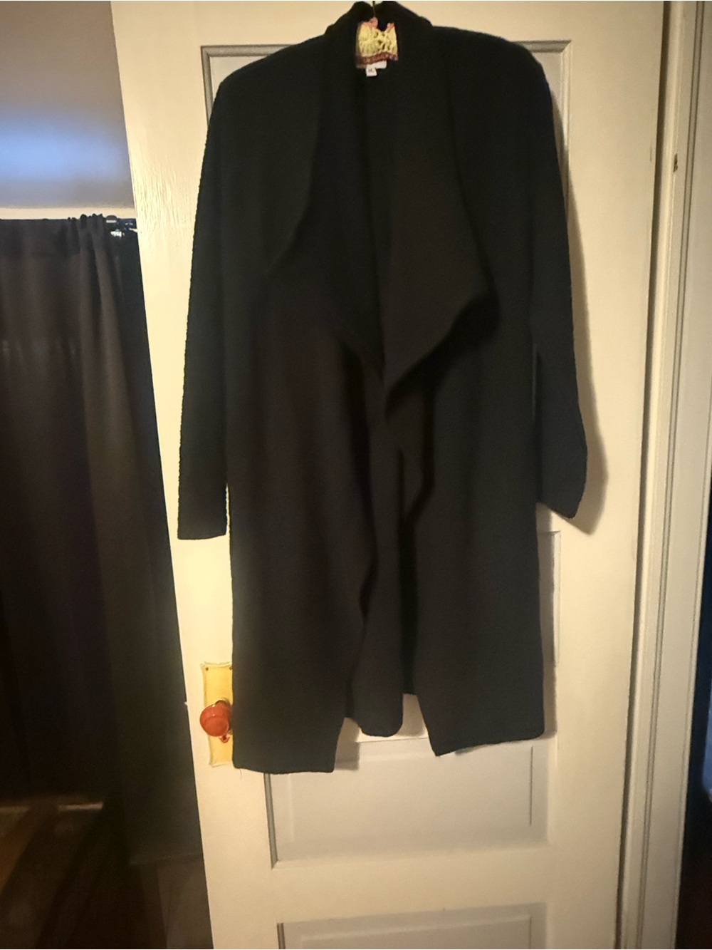 Long Open Front Black Cardigan- heavy weight